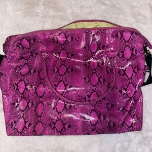 Pink Snakeskin Latico Weekender Tote